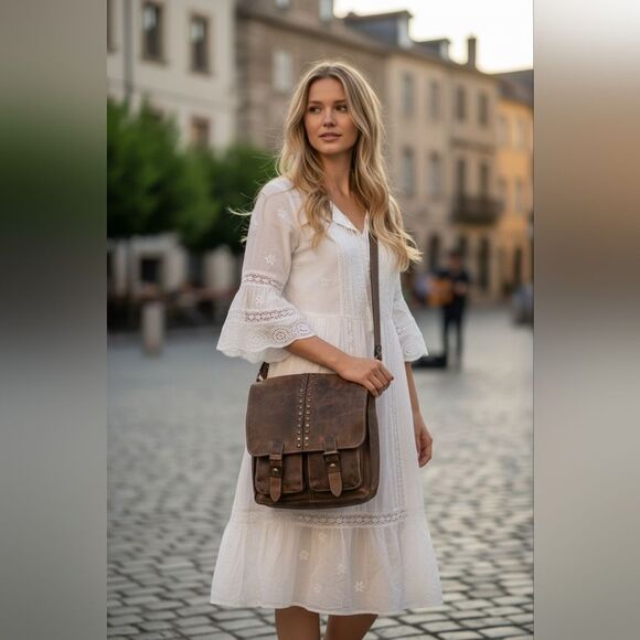 Patricia Nash Brown Leather Messenger Bag In Preloved CONDITION - Picture 2 of 14